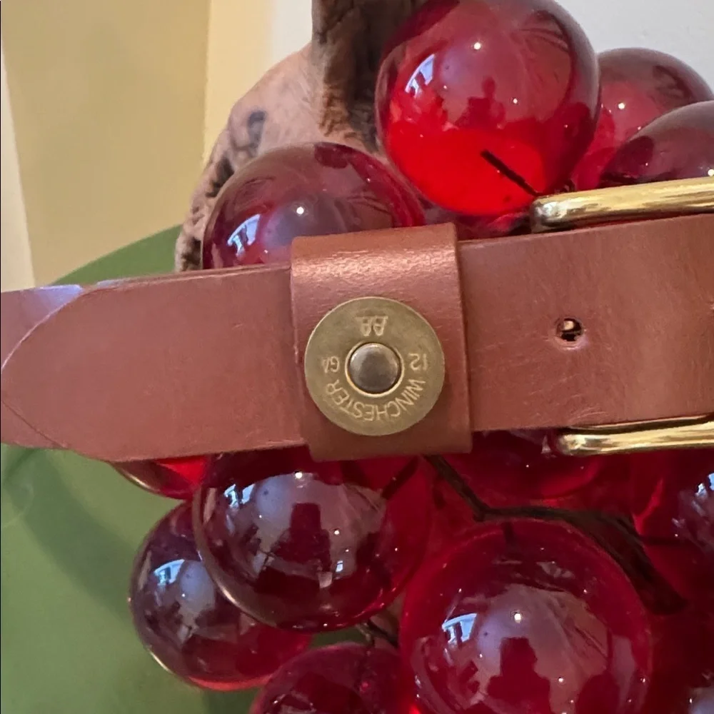 Winchester brown leather belt with solid brass buckle